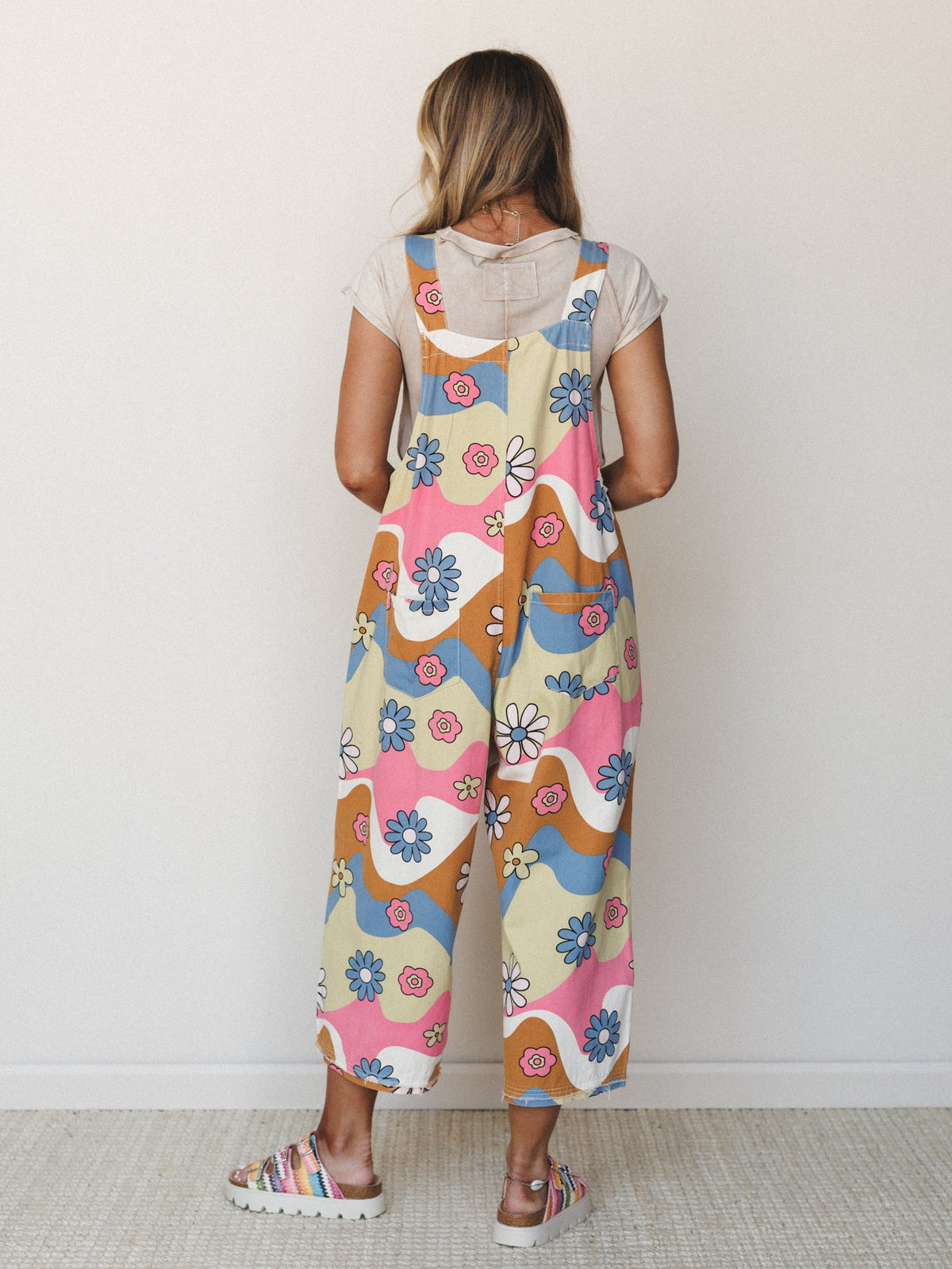 High Hopes Slouchy Denim Overalls - Pink Blue
