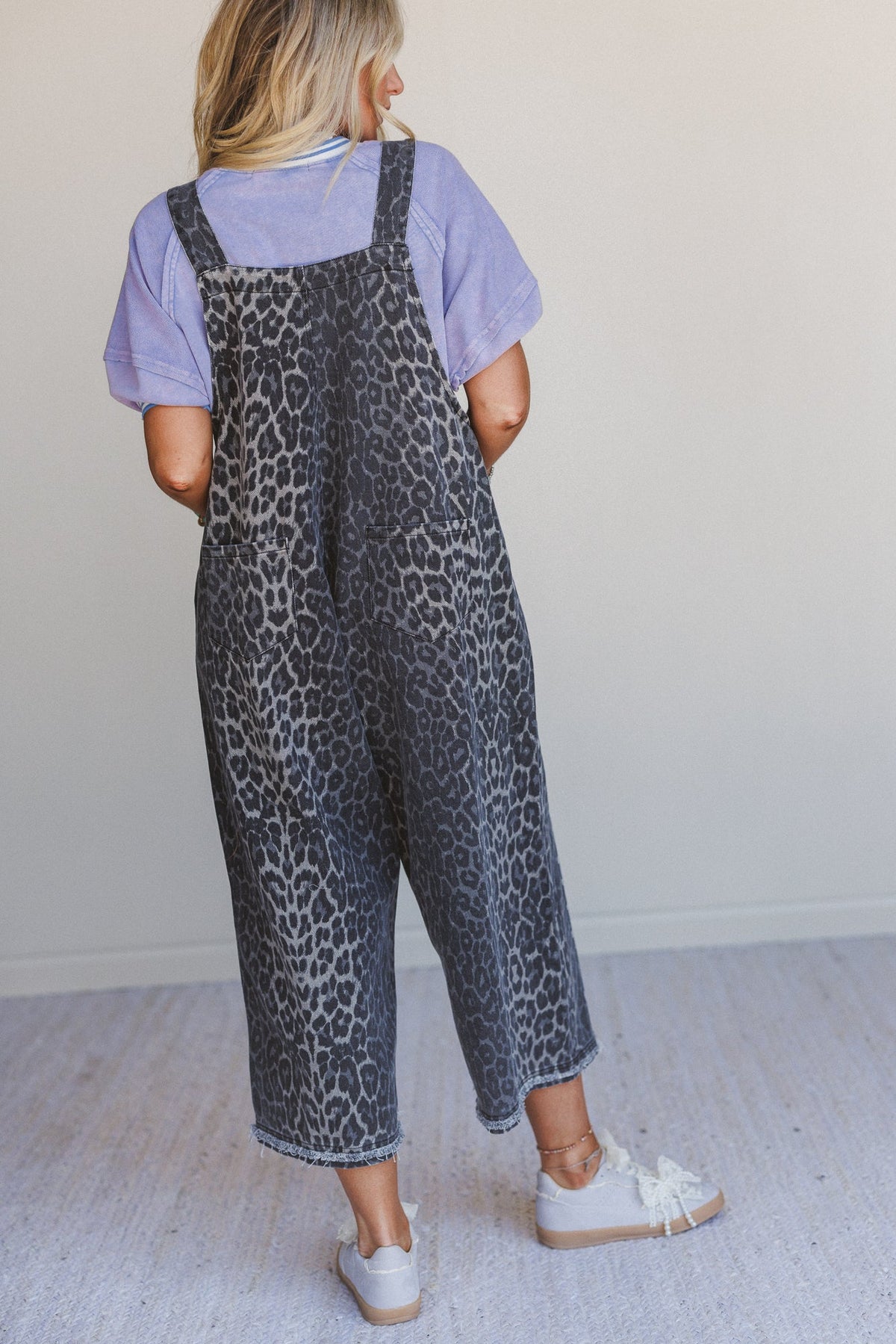 High Hopes Leopard Print Overalls - Gray Leopard