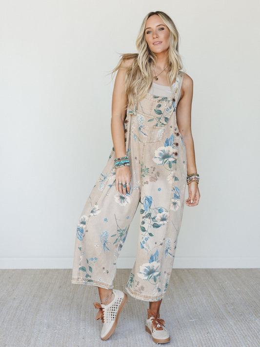 High Hopes Slouchy Denim Overalls - Mocha