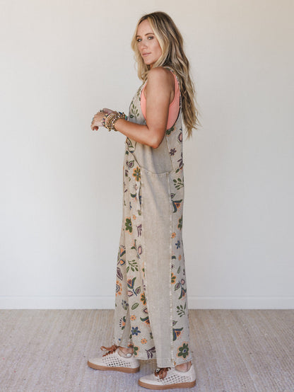 Floral Daylight Jumpsuit - Olive Gray