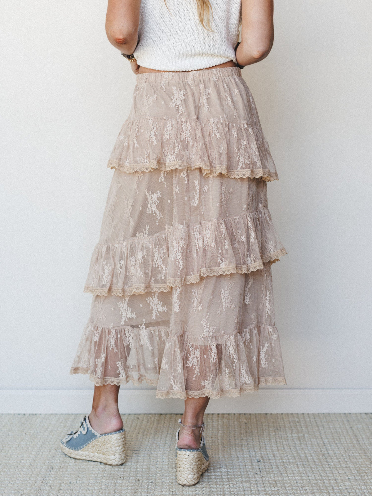Elowen Ruffle Maxi Skirt - Latte