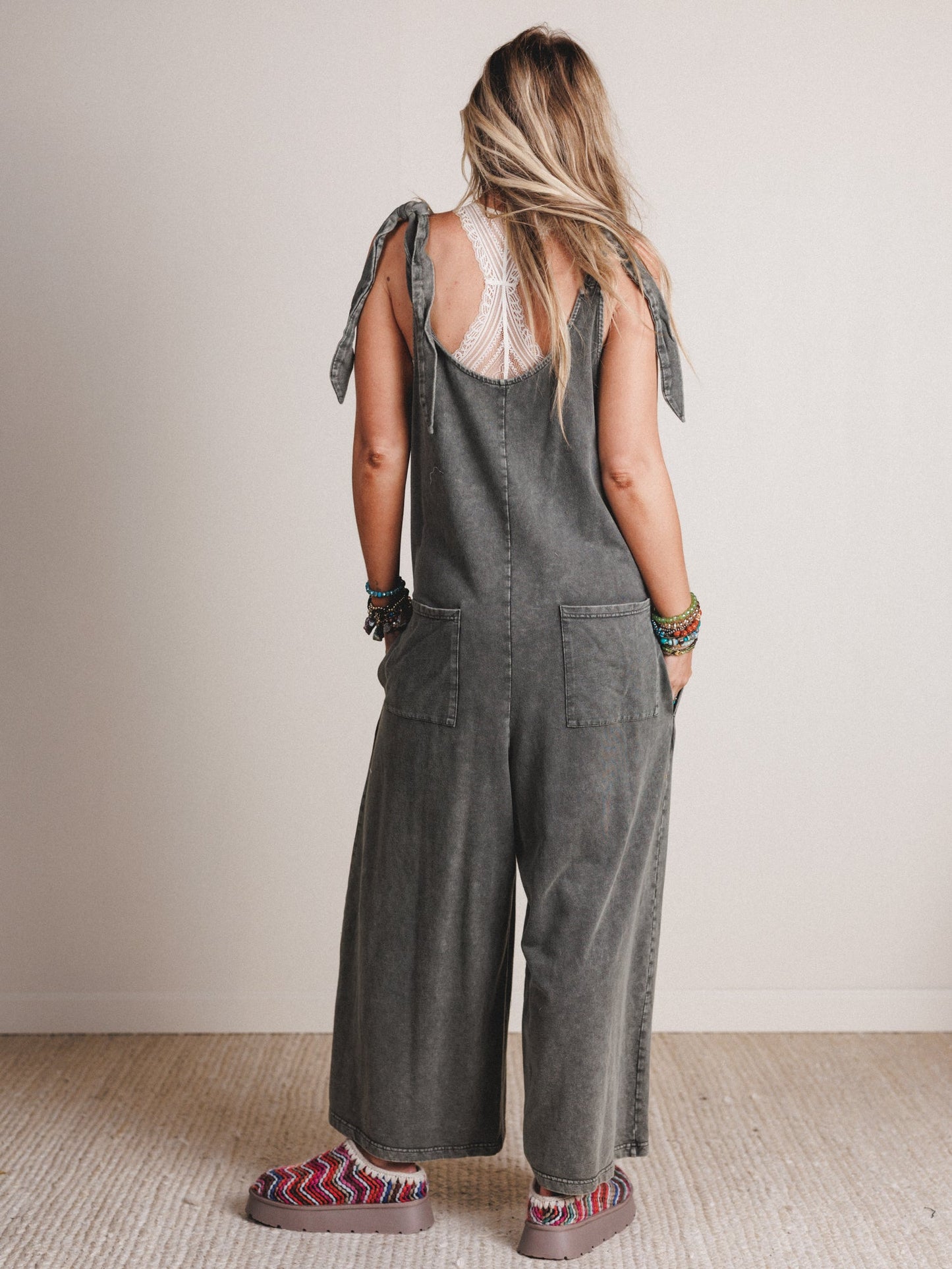 Everyday Magic Flower Patch Jumpsuit - Ash
