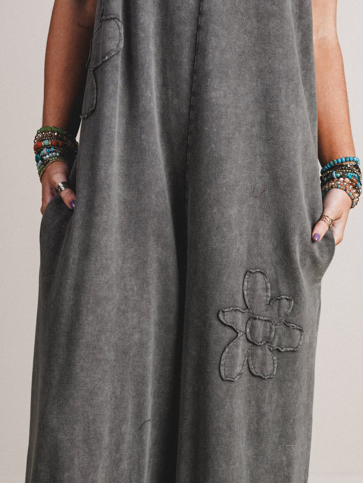 Everyday Magic Flower Patch Jumpsuit - Ash