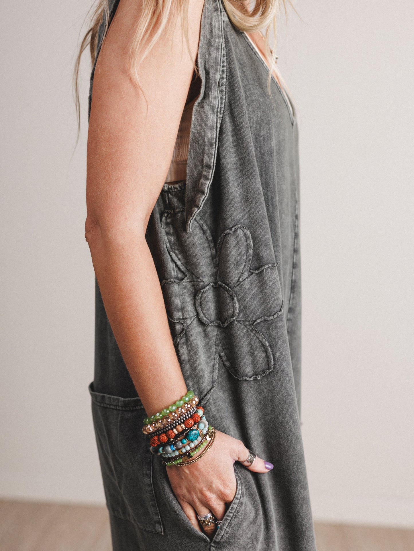 Everyday Magic Flower Patch Jumpsuit - Ash
