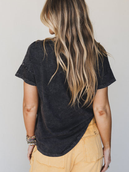 Floral Vintage Spirit Graphic Tee - Charcoal