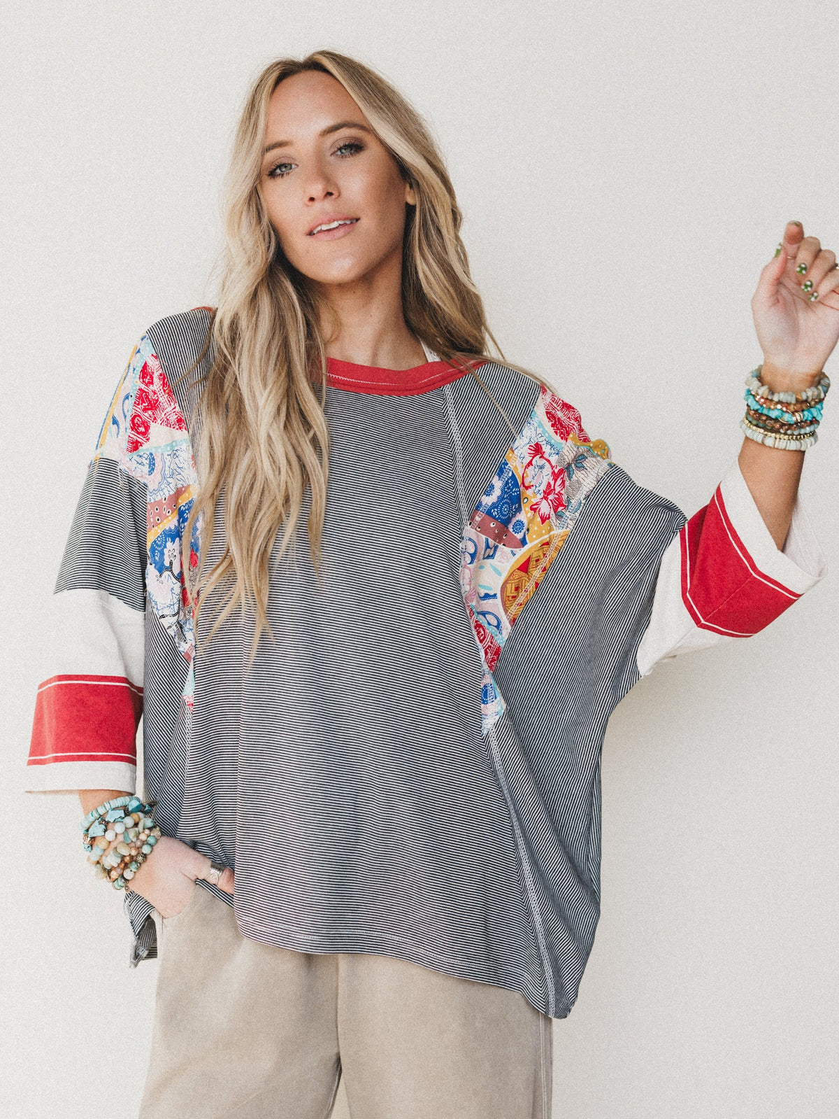 Britt Patchwork Top - Black