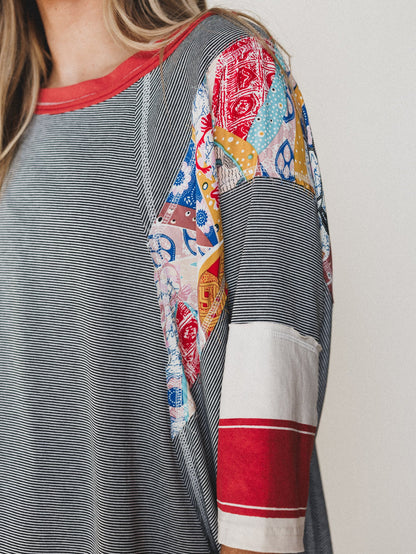 Britt Patchwork Top - Black