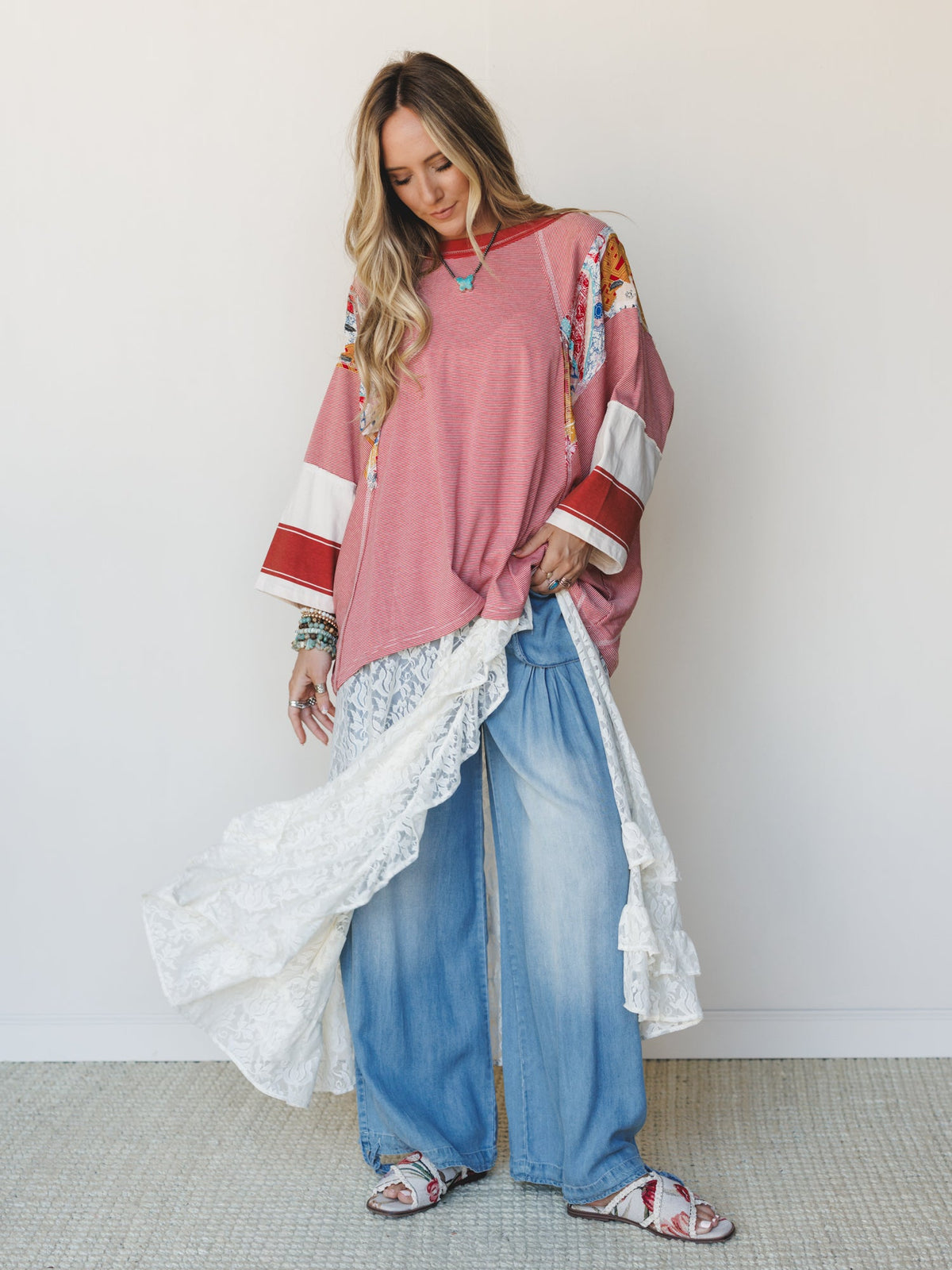 Britt Patchwork Top - Red