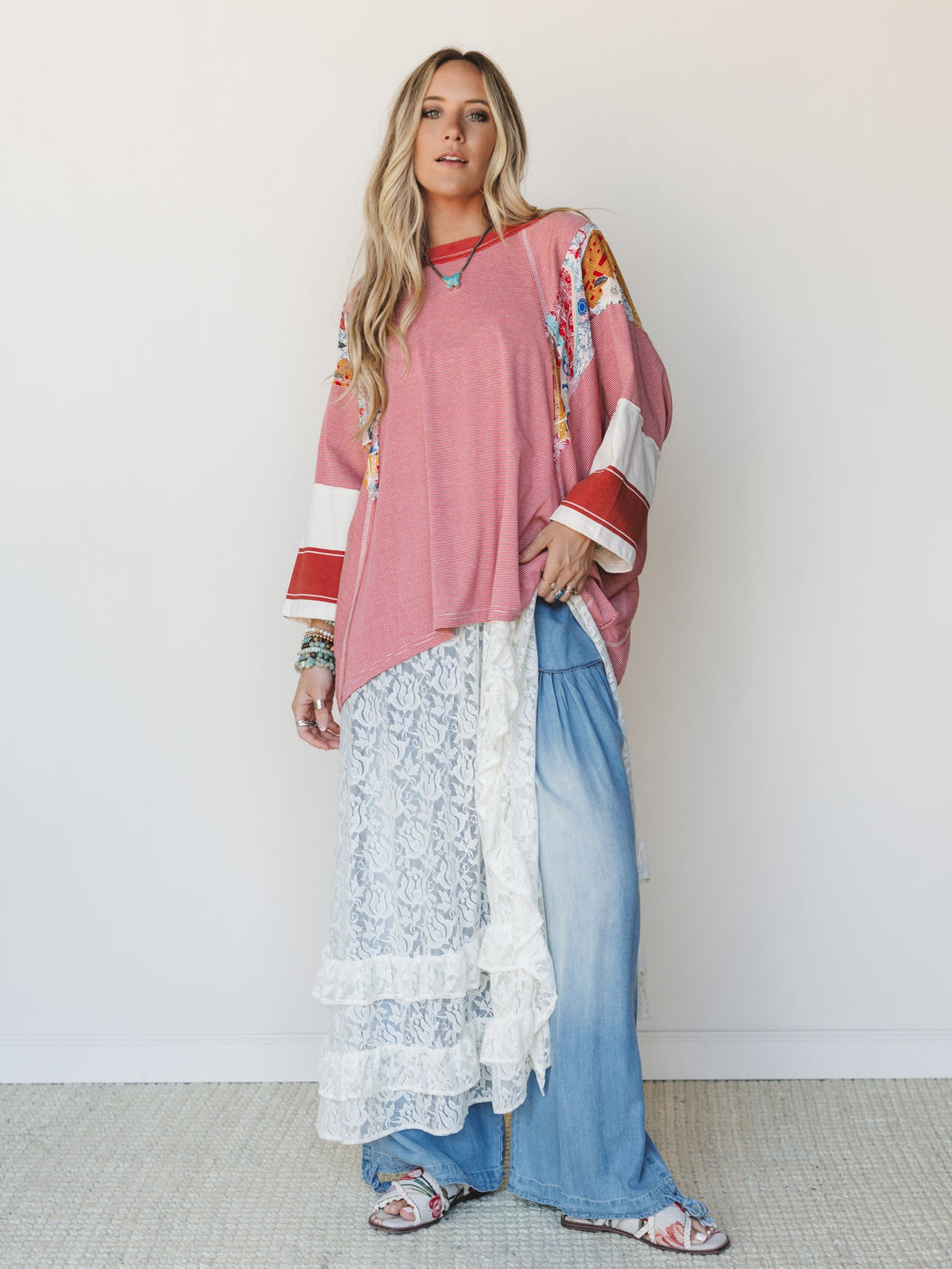 Britt Patchwork Top - Red