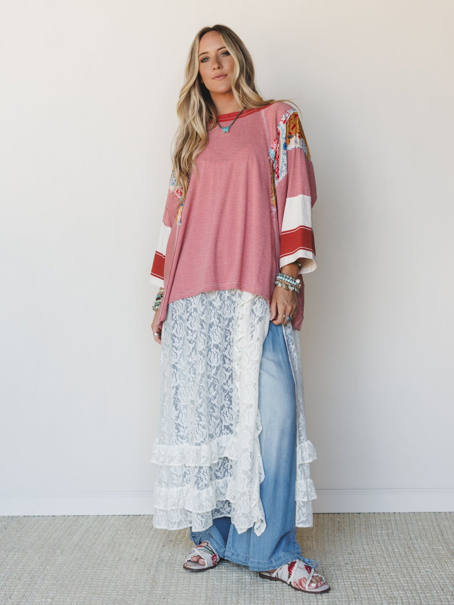 Britt Patchwork Top - Red
