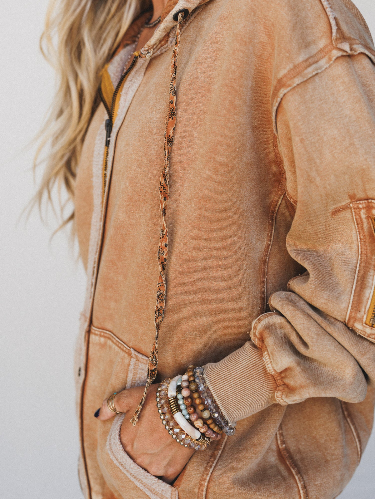 Golden Ray Zip Up Hoodie - Camel