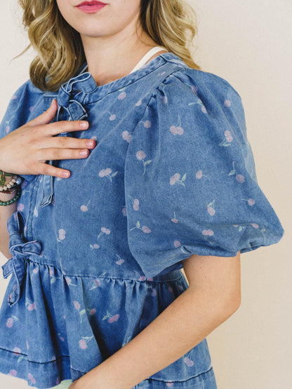 Blooming Beginnings Blouse - Washed Denim