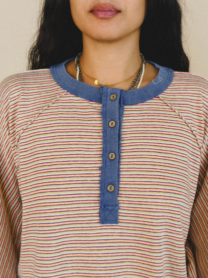 Florence Striped Poncho - Coral