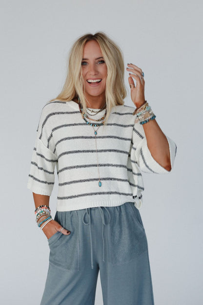 Coastal Stripe Top - Cream