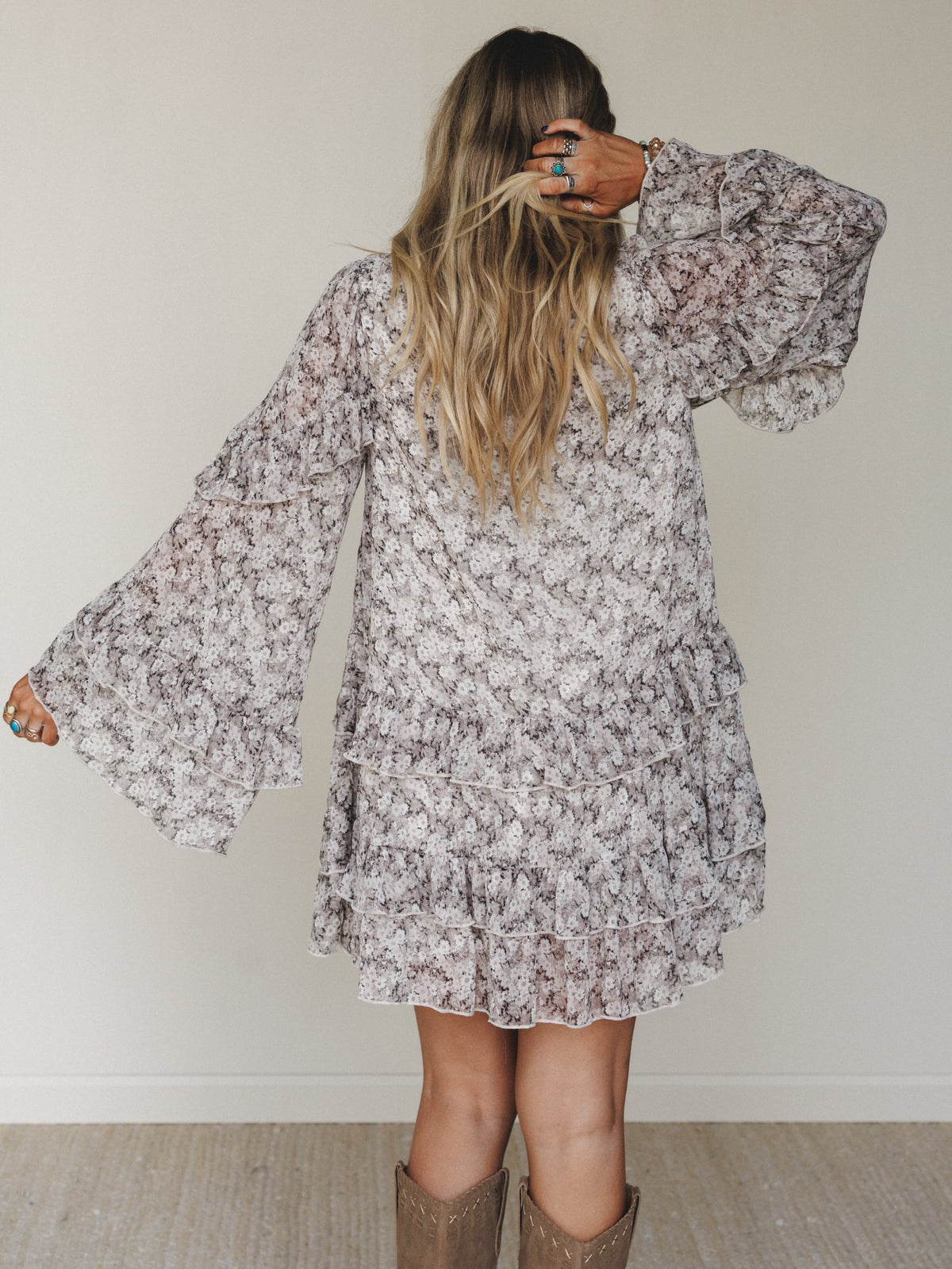 Honeycloud Days Floral Dress - Grey