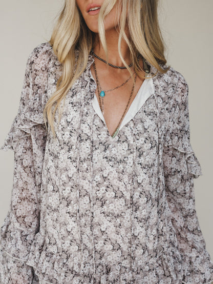 Honeycloud Days Floral Dress - Grey