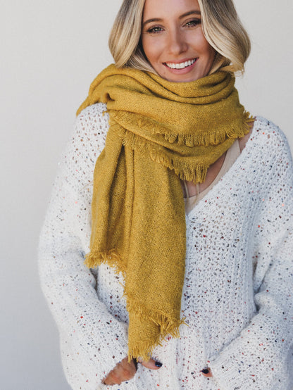 Cabin Calling Blanket Scarf - Mustard