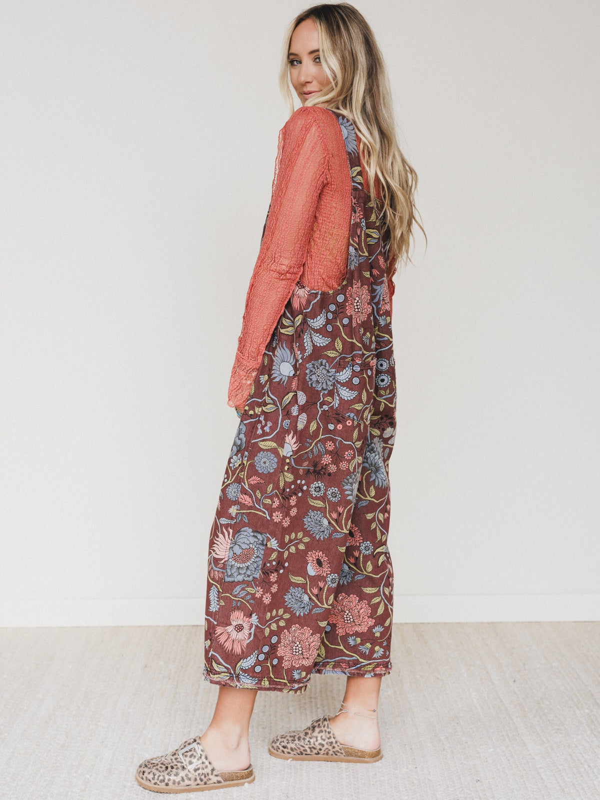 High Hopes Flower Printed Overalls - Brown