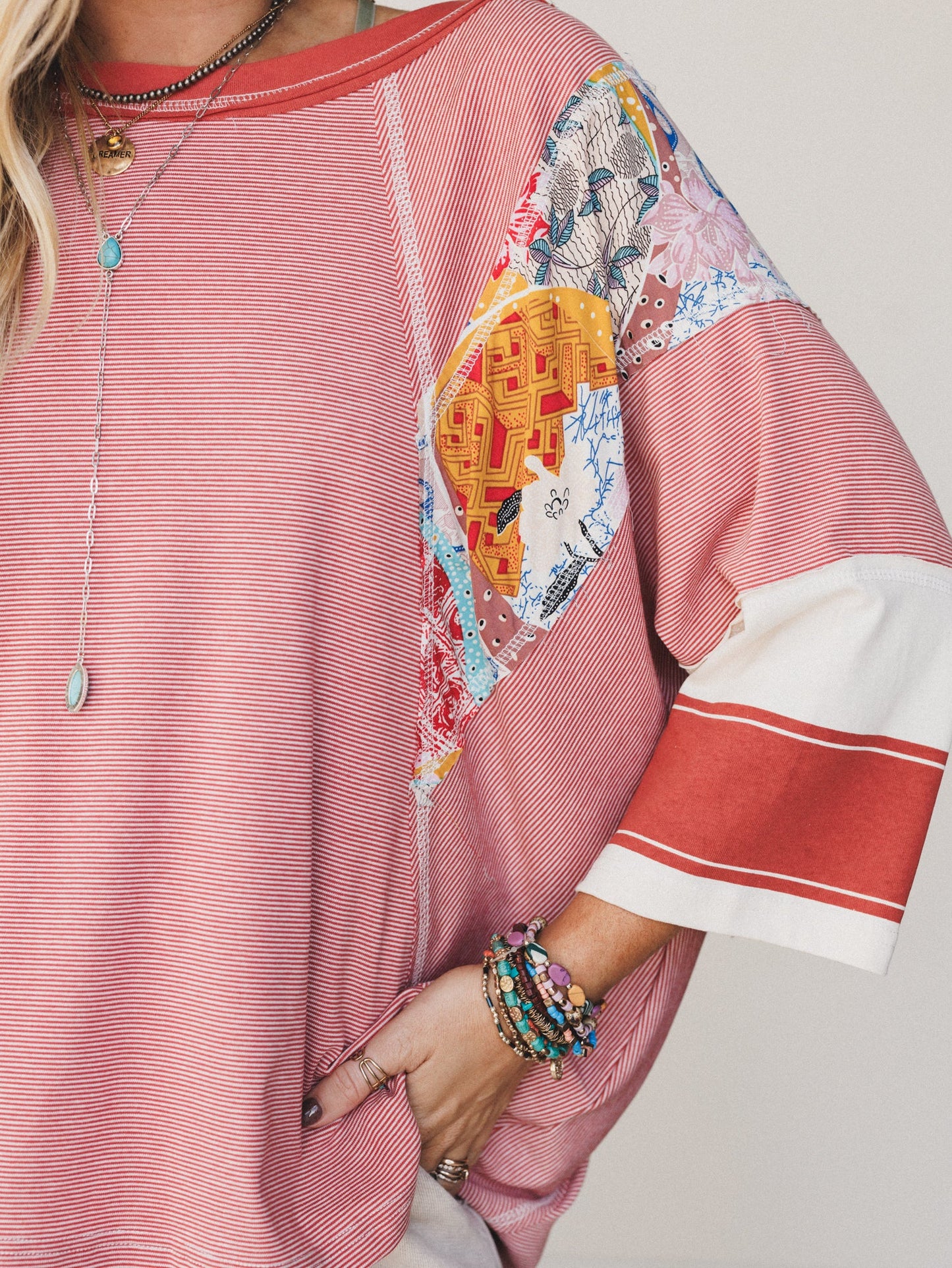 Britt Patchwork Top - Red