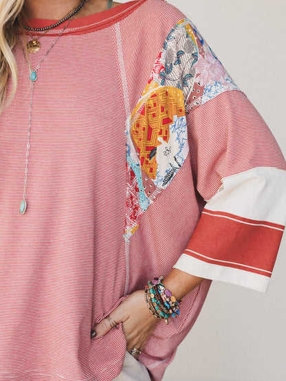 Britt Patchwork Top - Red
