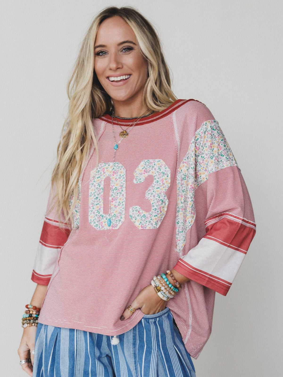 Britt Patchwork Top - Red Number