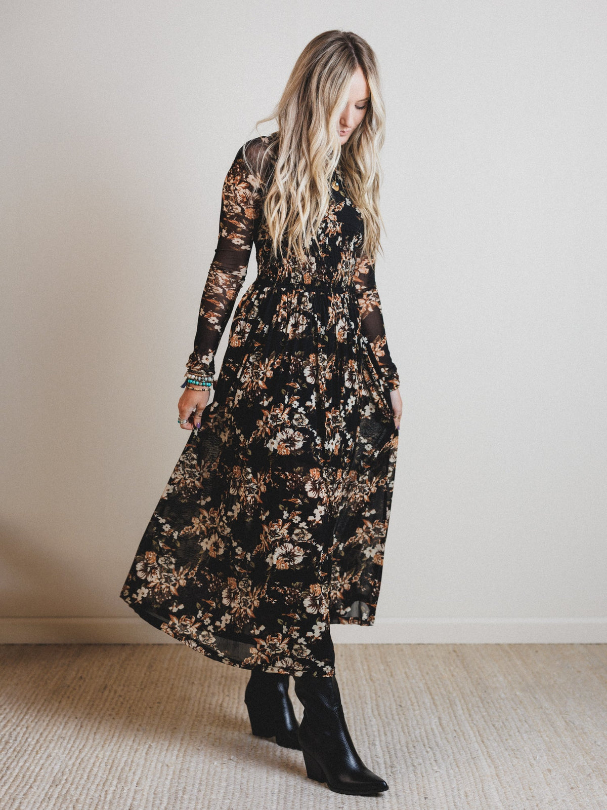 Floral Fantasia Dress - Black