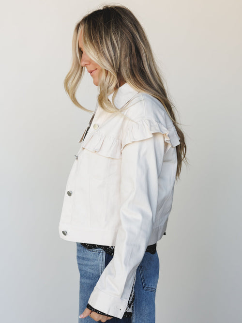 Home On the Range Ruffle Jacket  - Ecru
