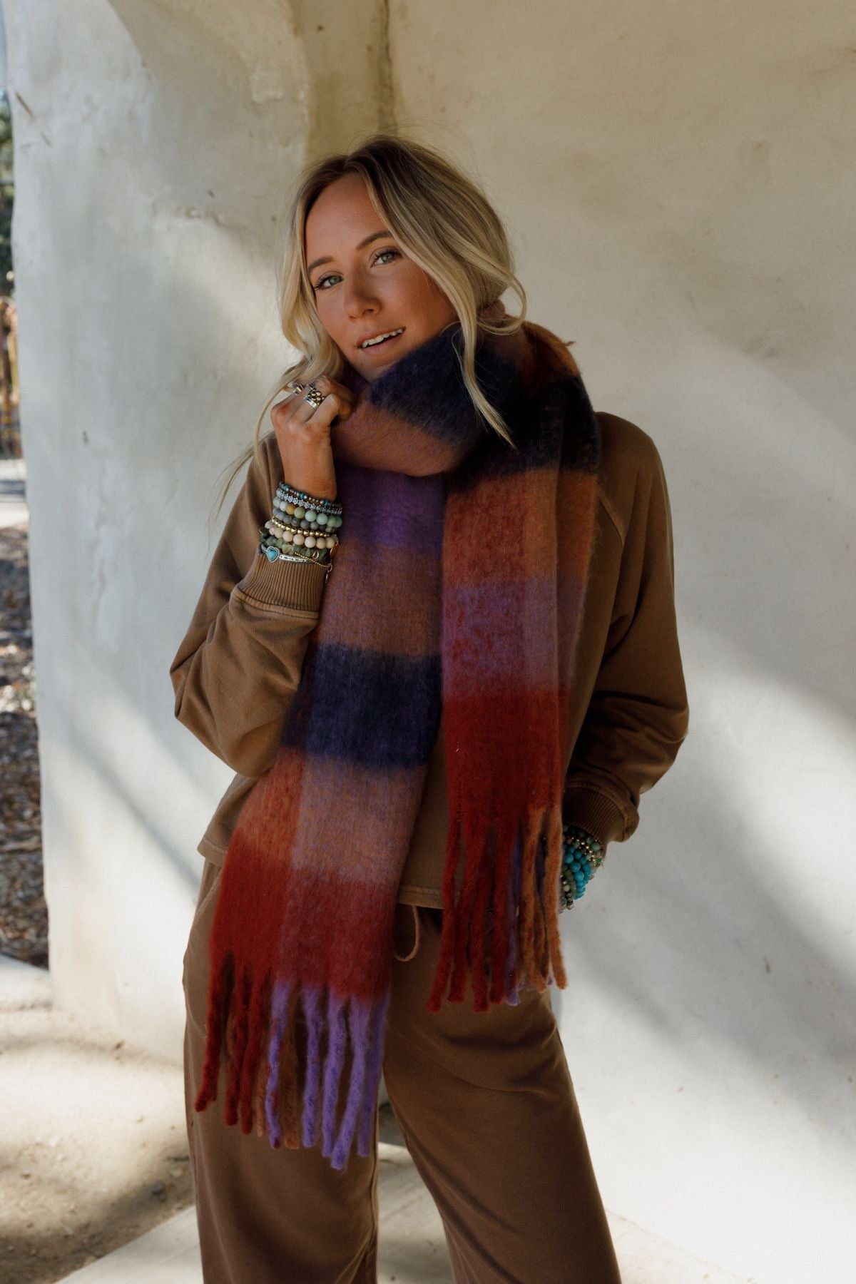 Everest Cozy Plaid Scarf - Red