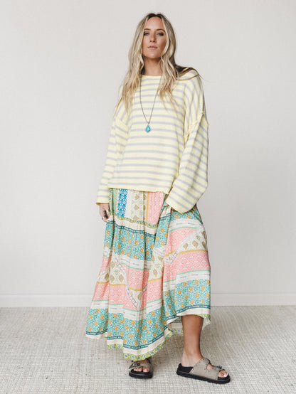 All My Stripes Oversized Sweater - Misted Yellow Icey Grey