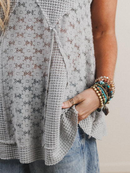 Daisy Lace Tank - Gray