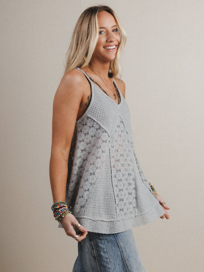 Daisy Lace Tank - Gray