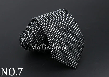 Classic Tie For Men Business Solid Color Stripe Plaid Dots 7cm Jacquard Wedding Dress Necktie Daily Wear Cravat Accessories Gift