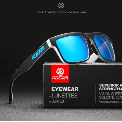 KDEAM Square Men's Polarized Sunglasses Outdoors Lifestyle Coating Sun Glasses New Matching Colors With Box