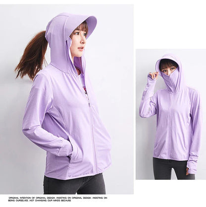 TRVLWEGO Summer Women Men Fishing Shirt UV Proof Coat Quick Dry Thin Sunscreen UPF50+ Outwear Hooded Cycling Beach Clothes
