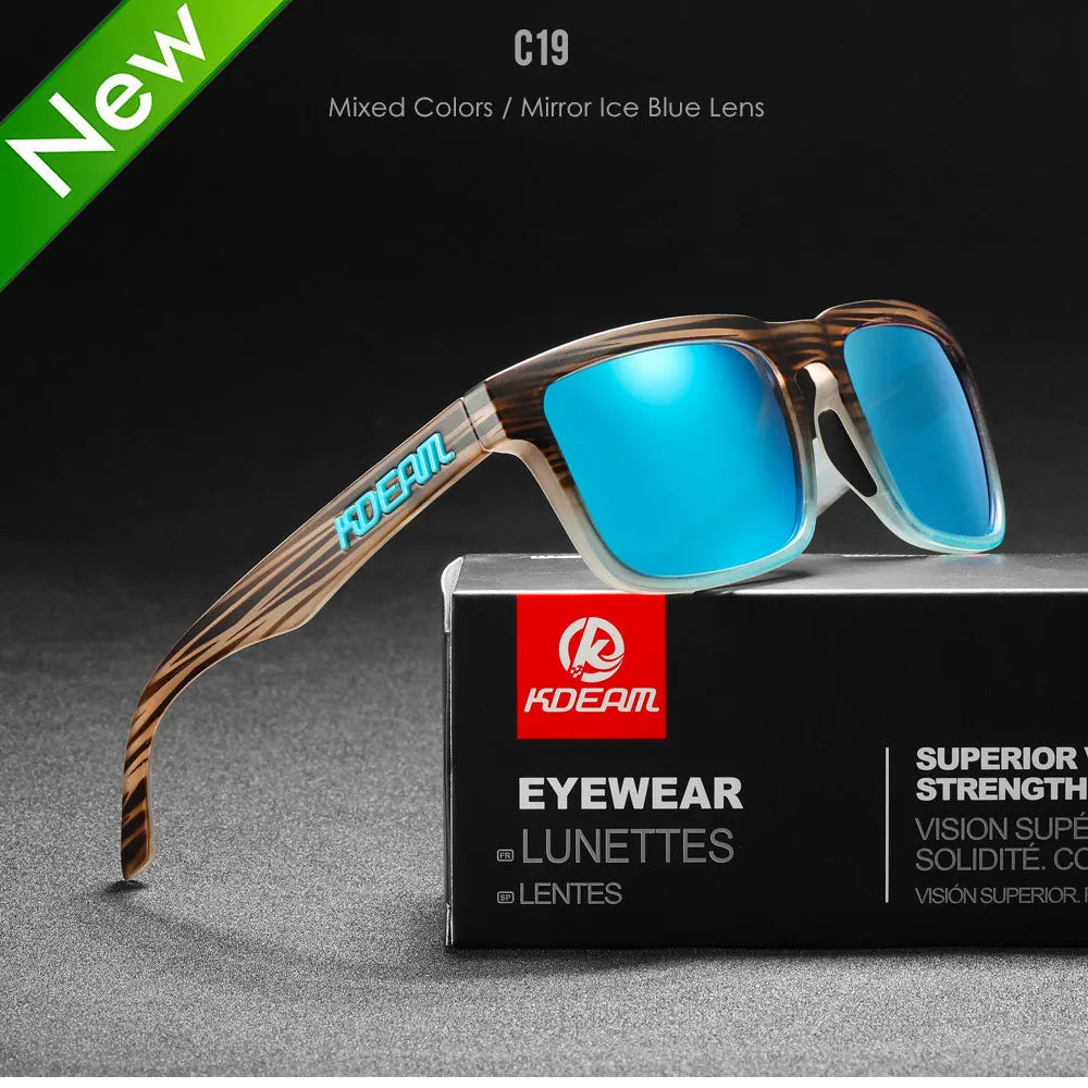 KDEAM Square Men's Polarized Sunglasses Outdoors Lifestyle Coating Sun Glasses New Matching Colors With Box