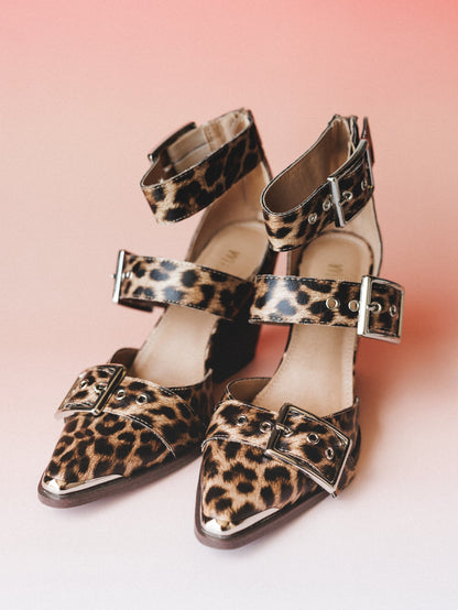 Hendrix Buckle Bootie - Leopard Beige