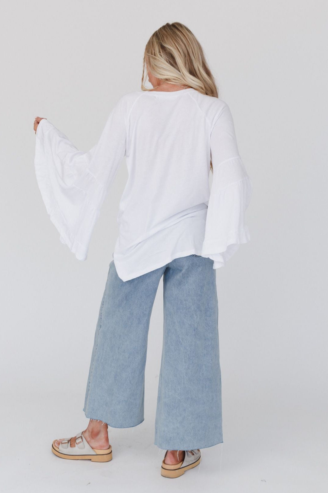 Bell Sleeve Baseball Tee - White
