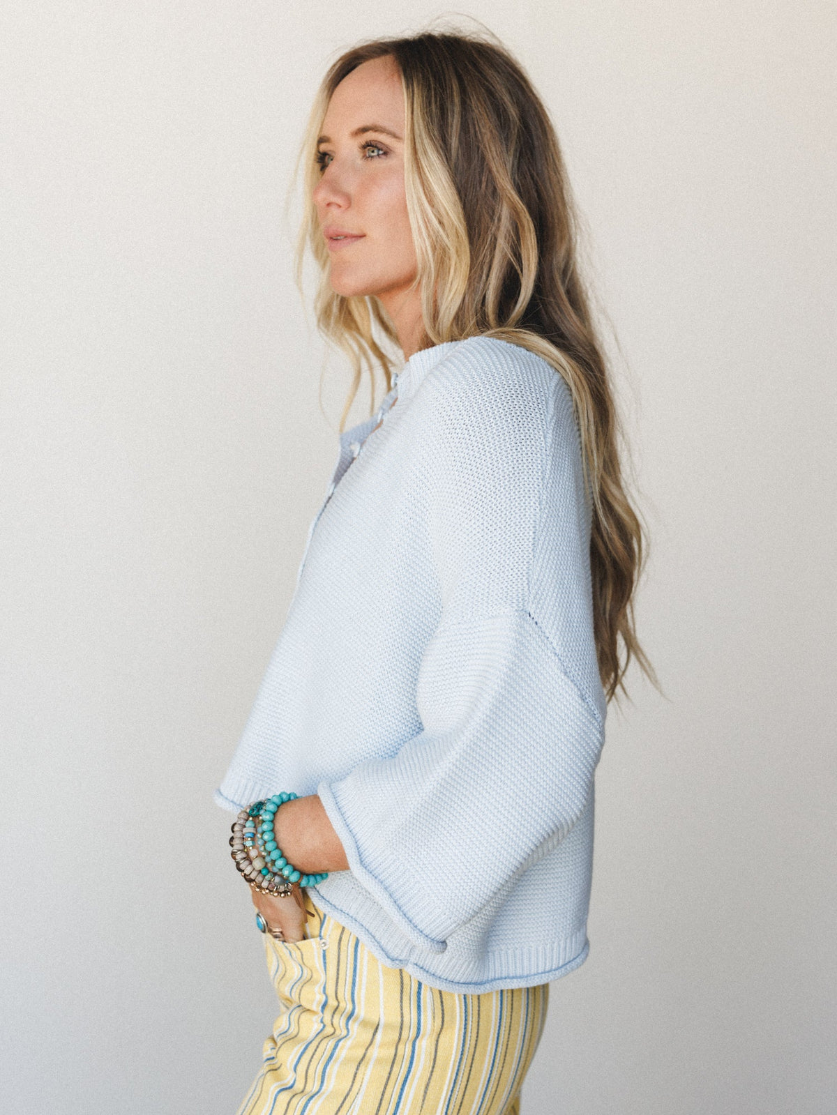 Darling Days Button Down Sweater - Blue