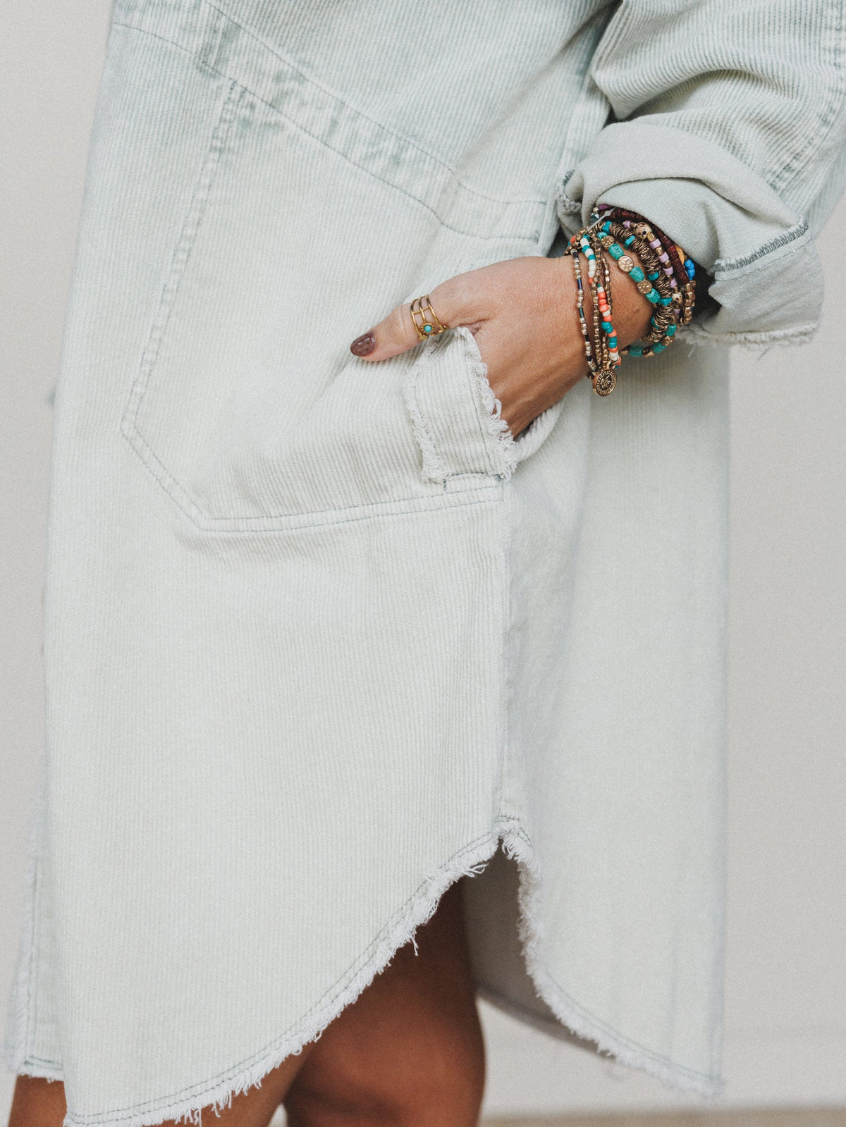 All You Do Tie Dye Corduroy Tunic Dress - Sage