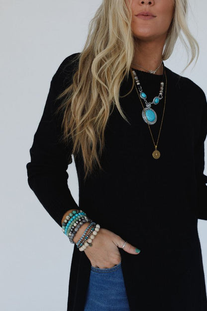 Alaia Longline Pullover - Black