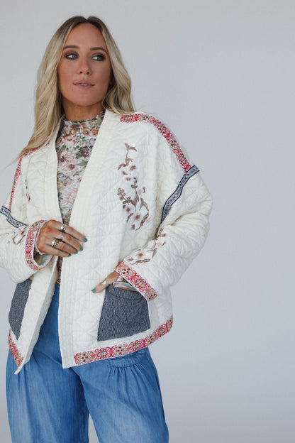 Adeline Embroidered Jacket - Cream