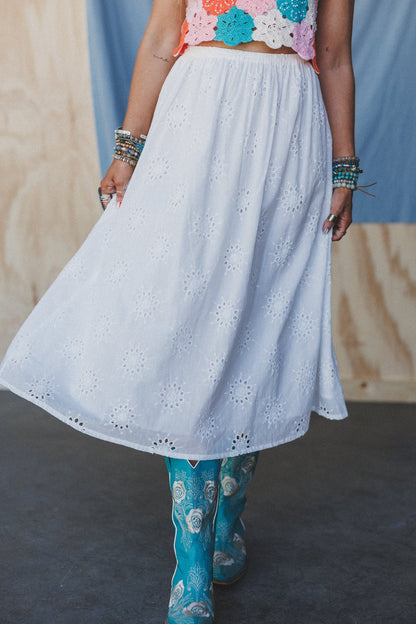 Briley Eyelet Skirt - Off White