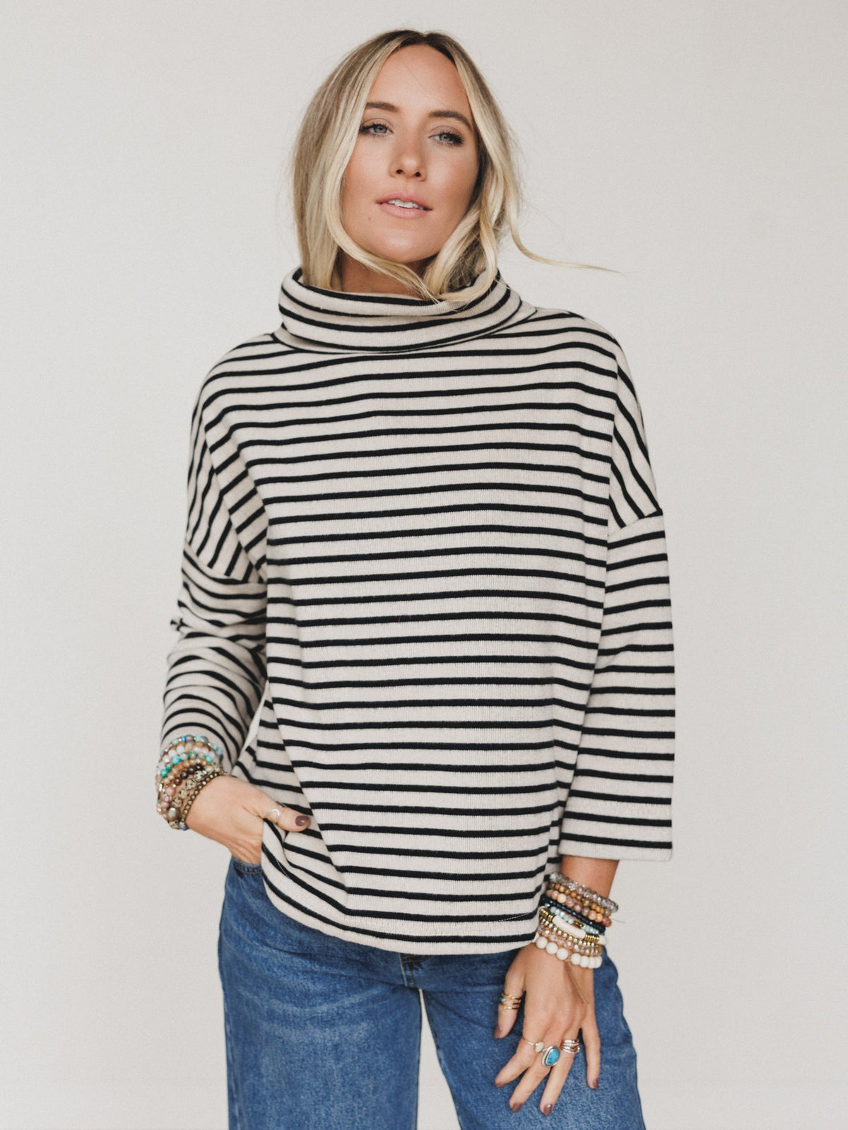 Brunch Club Striped Top - Taupe Multi