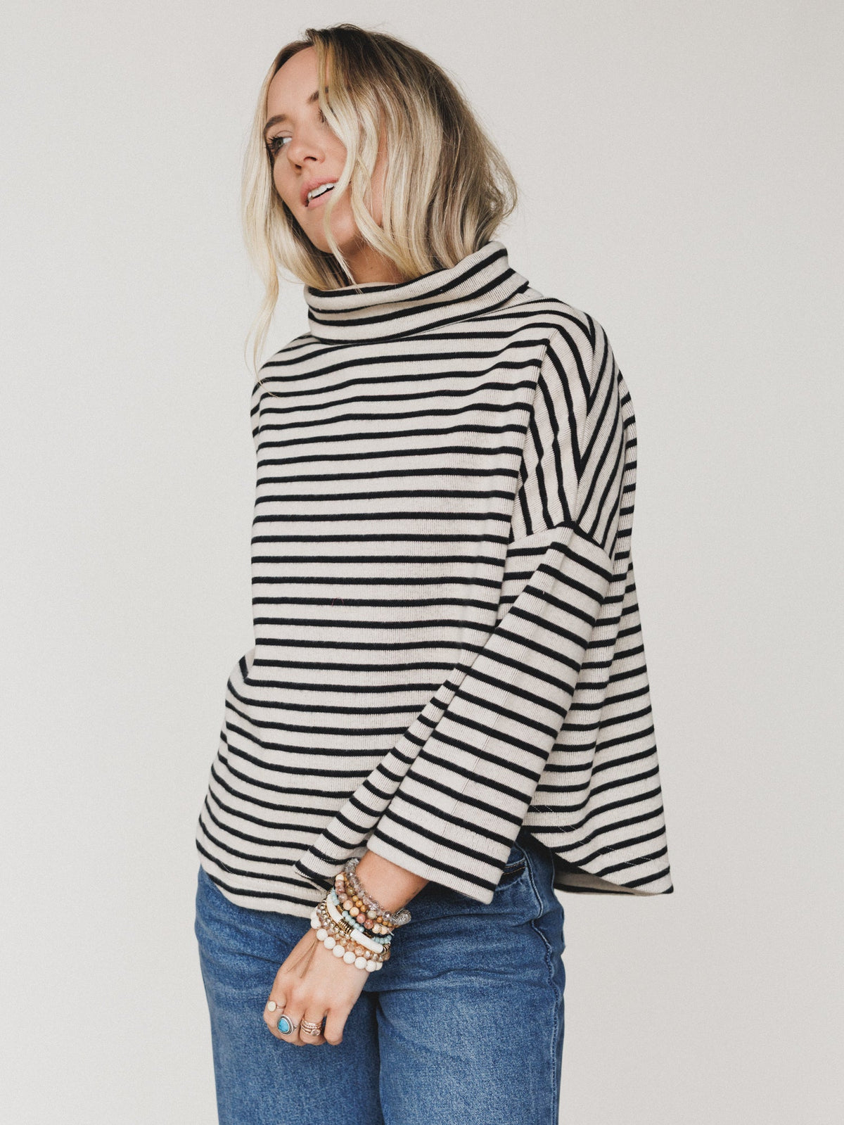 Brunch Club Striped Top - Taupe Multi