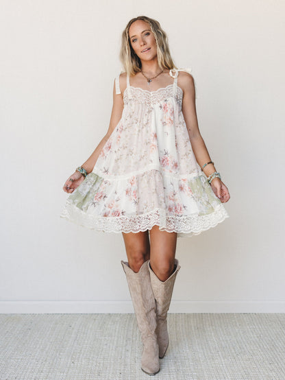 Floral Dancer Dress - Beige Multi