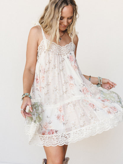 Floral Dancer Dress - Beige Multi