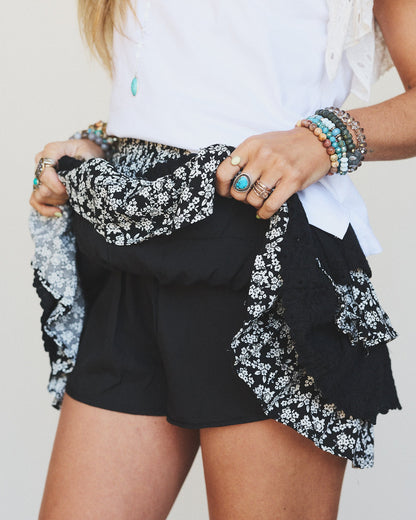 Floral Springs Mini Skort - Black