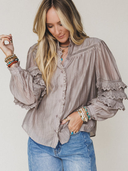 Boho Romance Blouse - Ash Mocha