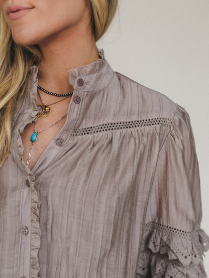 Boho Romance Blouse - Ash Mocha