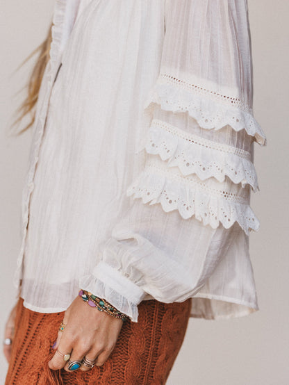 Boho Romance Blouse - Cream